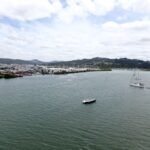 Blick auf Norsand Boatyard von unserer Mastspitze