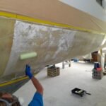 das Glasgelege ist drauf und wird angepresst